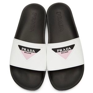 Prada Milano White Pool Slides